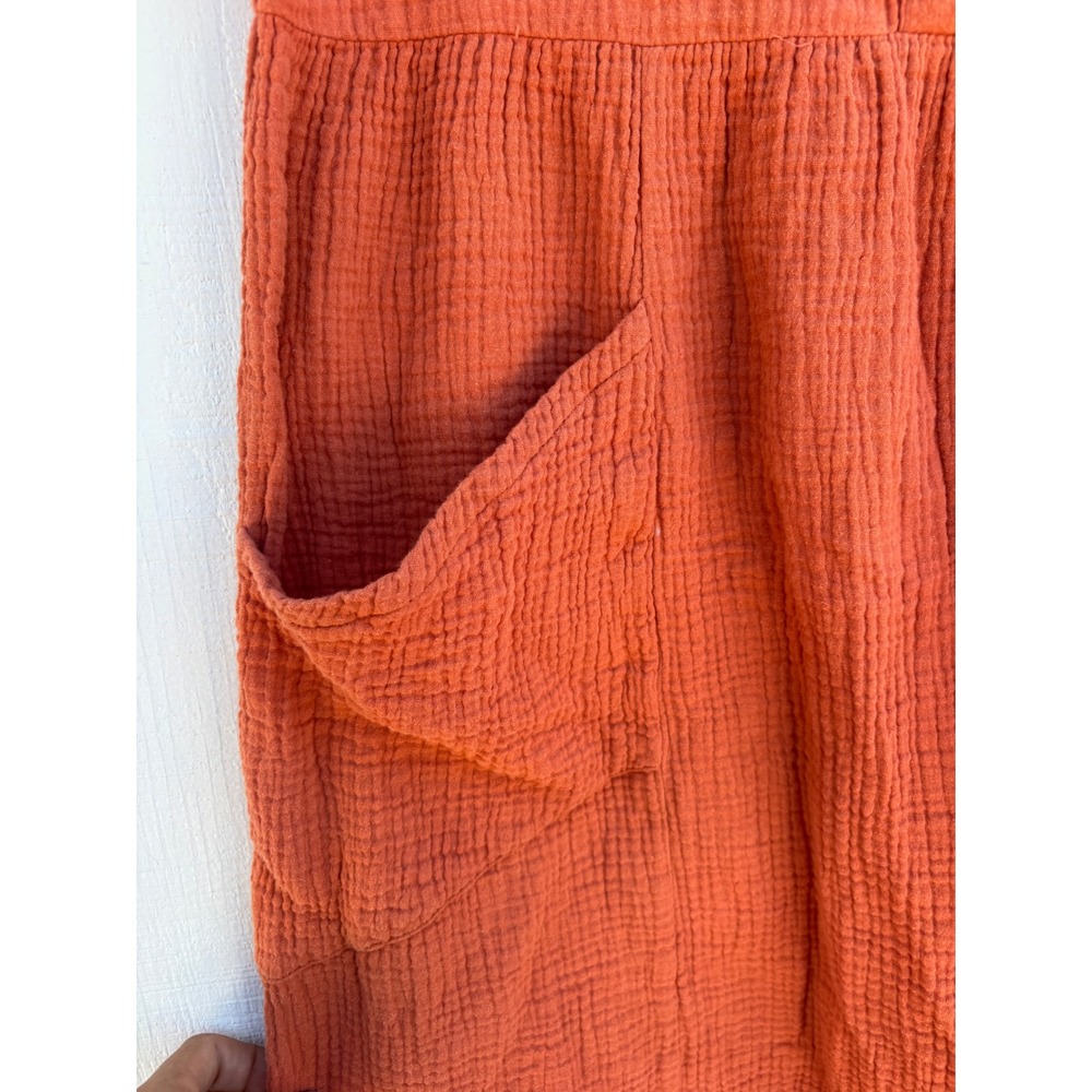 Roolee Women's‎ Rust Orange Cotton Gauze Button Front Babydoll Dress - Size M - Picture 8 of 8